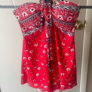 Red white and blue floral halter top